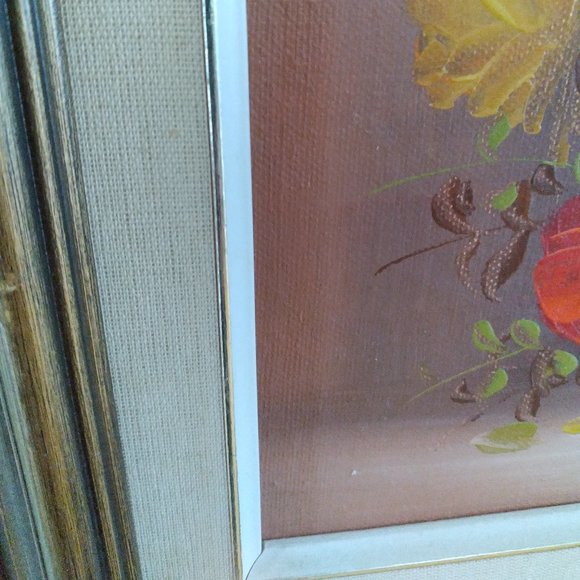 UNIQUE VINTAGE PICTURE, BEAUTIFUL FLOWERS, FRAMED, SIGNED BY ARTIST - Picture 4 of 5